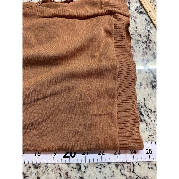 Boston Proper Turtleneck Sweater S Tan Ribbed Trim Relaxed Fit Cozy Chic - Picture 7 of 8